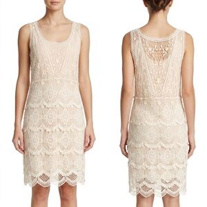 Jennifer Lopez Cream Lace Overlay Dress
